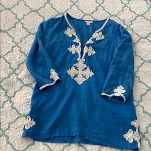 Charter Club 100% Linen Blouse Tunic Top